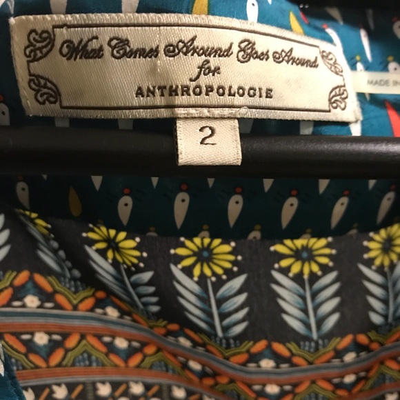 Anthropologie Living Teal Silk Dress XS 2 - Picture 3 of 5